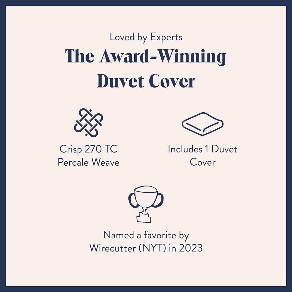 Brooklinen Luxury Percale Duvet Cover – 100% Cotton, Cool, Crisp, Extra-Long Corner Ties, Button Closure, Soft & Breathable – Machine Washable, Duvet Cover Full/Queen Bed Sizes (White)