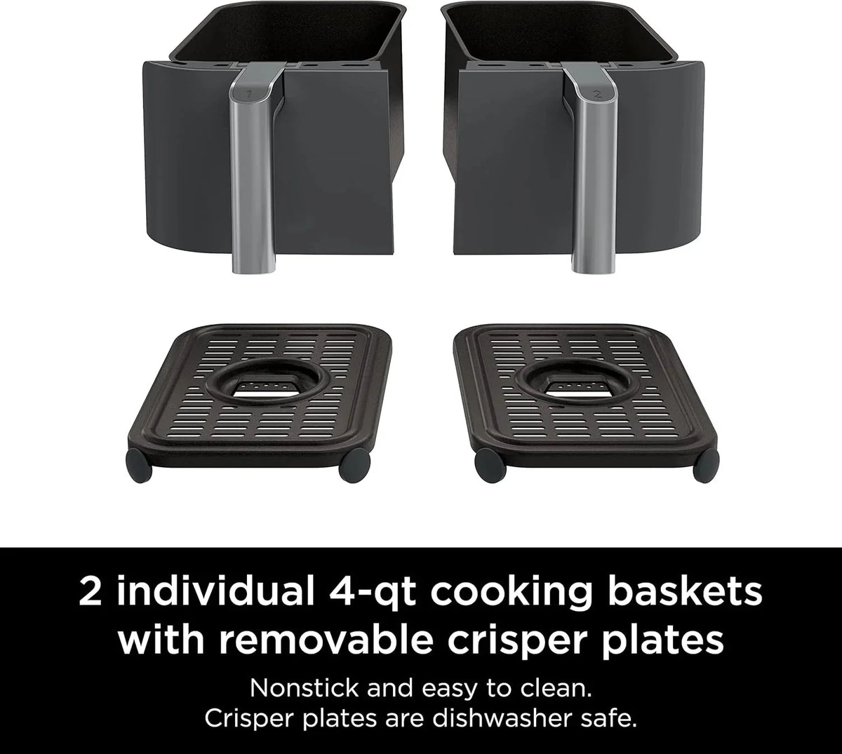 Ninja Foodi 10QT 6-in-1 DualZone Smart XL Air Fryer, 2 Independent 5QT Baskets, Smart Cook Thermometer, Match Cook, Smart Finish, Air Fry, Roast, Bake, Dehydrate, Reheat, Grey, DZ550