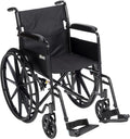 Drive Medical Silver Sport 1 Folding Transport Wheelchair - Lightweight Mobility Support - Full Armrests - Removable Swing-Away Footrests - Durable Steel Construction - Compact Folding Frame - Black