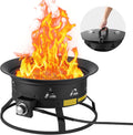 VEVOR Portable Propane Fire Pit, 24-Inch Diameter Outdoor Gas Fire Pit with Cover & Lava Rocks, Adjustable Flame Height Camping Firepit for Heating, Lighting, Gathering, 58,000 BTU, Black