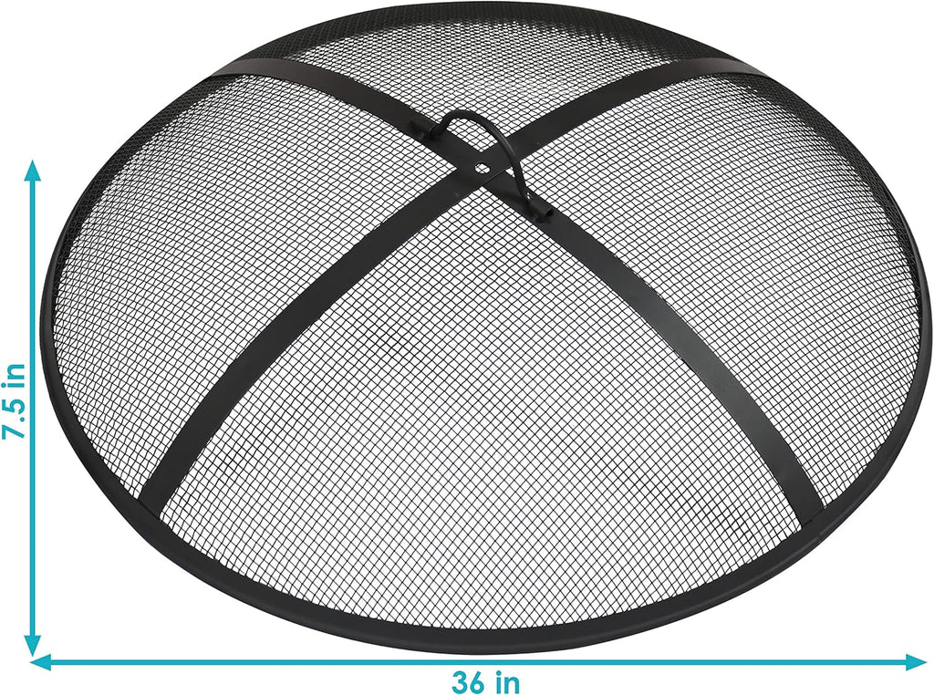 Sunnydaze Heavy-Duty Steel Mesh Fire Pit Screen - Fire Pit Spark Screen with Handle - 36-Inch Diameter