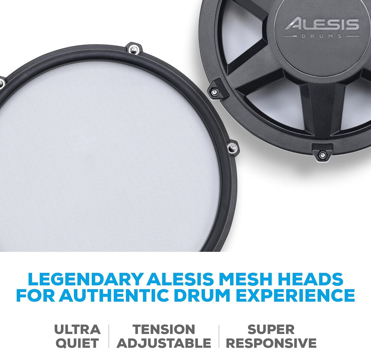 Alesis Nitro Max Kit Compact Electric Drum Kit with Quiet Mesh Pads, 10" Dual-Zone Snare, Bluetooth, 440+ BFD Sounds, Drumeo, USB MIDI, Kick Pedal