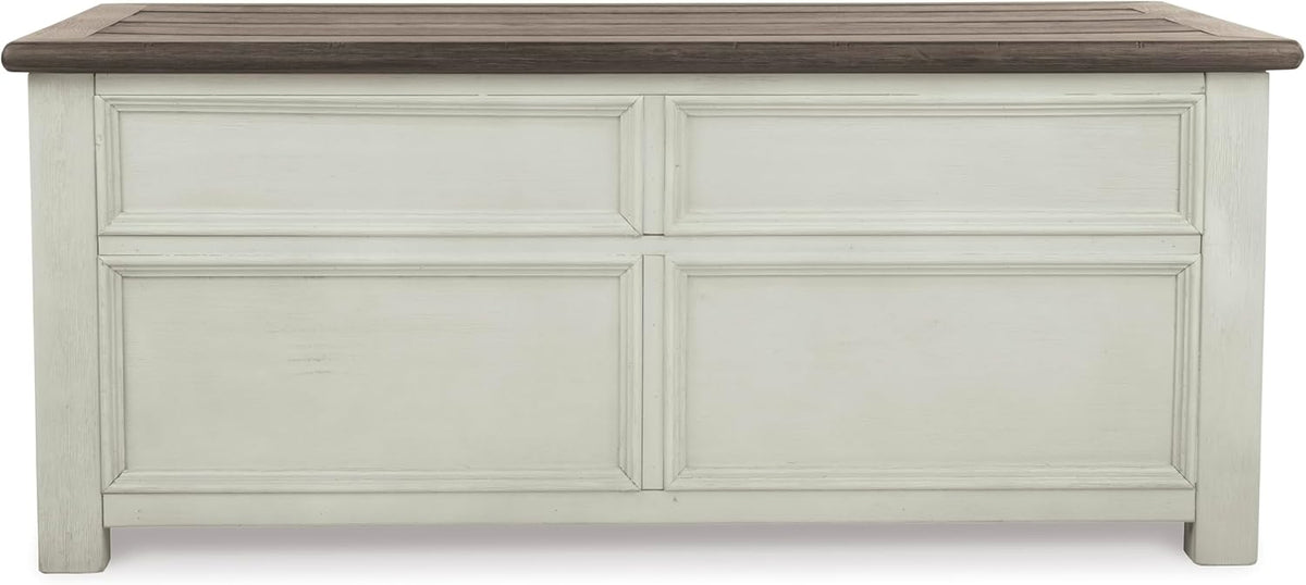Signature Design by Ashley Bolanburg Lift-Top Coffee Table with Storage Two-Tone Rustic Farmhouse Cocktail Table – Brown/White