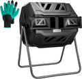 VIVOSUN Outdoor Tumbling Composter Dual Rotating Batch Compost Bin, 43 Gallon Black Door