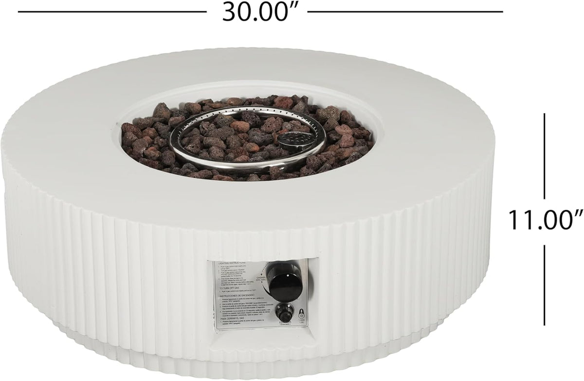 Christopher Knight Home Hearth Lightweight Concrete Tank Table, Outdoor Fire Pit and Tank Holder Set, 40000BTU Round Fire Pit, Concrete Propane Cover and Firepit, No Assembly Needed, White