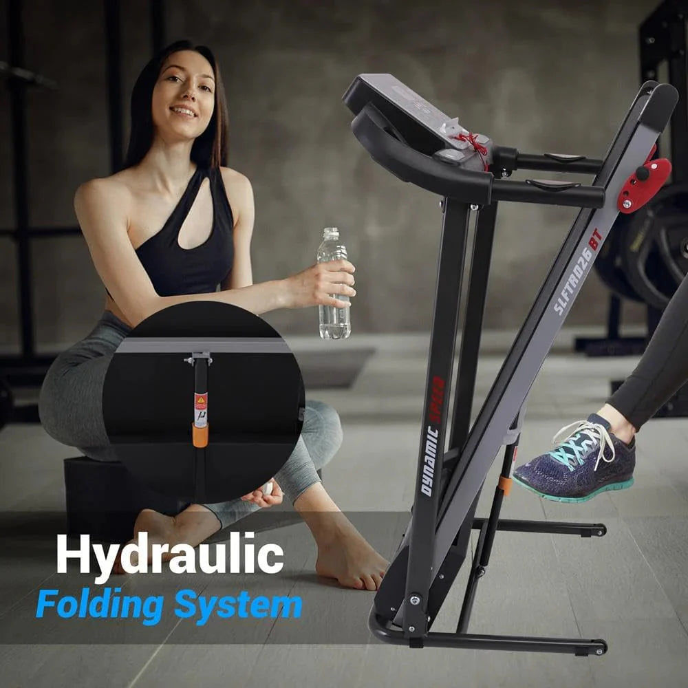 SereneLife Folding Treadmill - Foldable Home Fitness Equipment with LCD for Walking & Running - Cardio Exercise Machine - Preset and Adjustable Programs - Bluetooth Connectivity