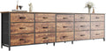 Huuger 78.7 inch Long Dresser for Bedroom, 15 Drawer Fabric Dresser for Closet, Large TV Stand for 65, 75, 85 inch TV, Wide Chest of Drawer with Storage, 78.7" W x 12.9" D x 26.7" H, Rustic Brown