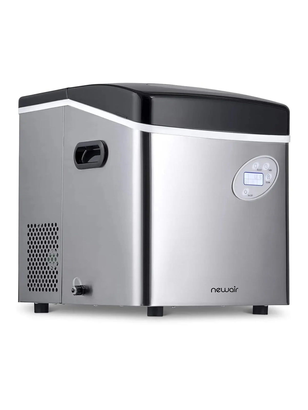 Newair Portable Ice Maker 50 lb. Daily, 12 Cubes in Under 7 Minutes - Compact Countertop Design - 3 Size Bullet Shaped Ice - for Kitchen/Office/RV/Bar - Stainless Steel