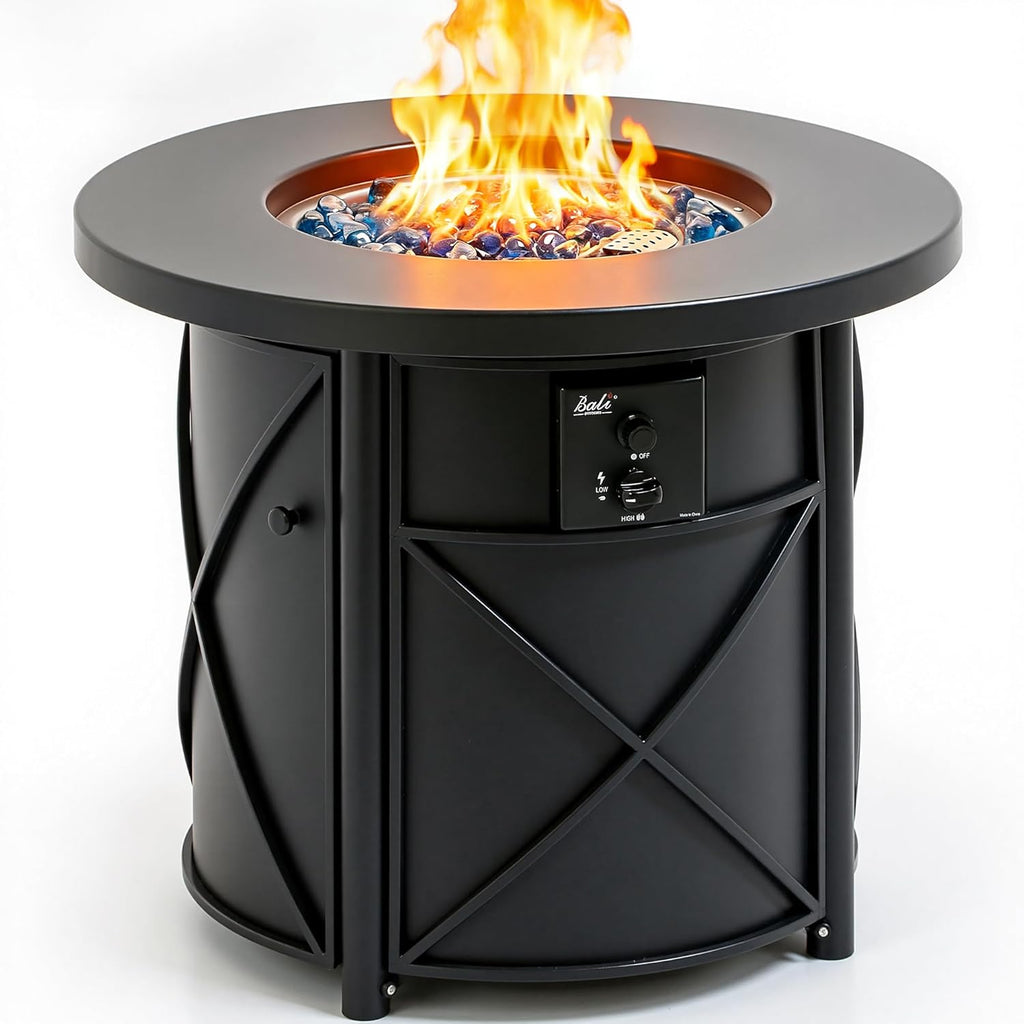 BALI OUTDOORS 50000 BTU Propane Fire Pit for Outdoor, 30 in Fire Pit Table Outdoor, Round Firepits for Outside Backyard, Patio