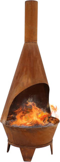 Sunnydaze Large Chiminea Outdoor Fireplace - Outdoor Wood-Burning Fireplace - Chimney Fire Pit with Grill Grate - Rustic - 75" H