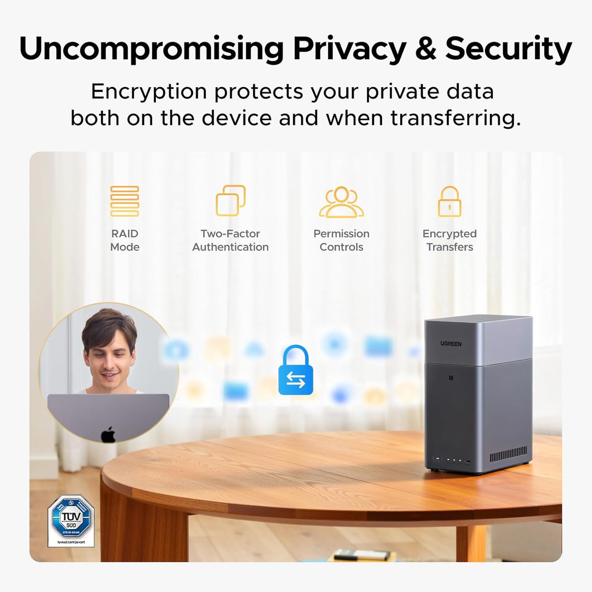 UGREEN NAS DH2300 2-Bay Desktop NASync, Support Capacity 64TB (Diskless), Remote Access, AI Photo Album, Beginner Friendly System, 4GB RAM on Board,1GbE, 4K HDMI, Network Attached Storage(Diskless)