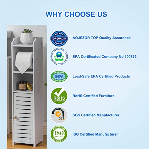 Toilet Paper Holder Stand, Storage Cabinet Beside Toilet for Small Space Bathroom