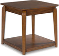Signature Design by Ashley Trenmour Mid-Century Modern End Table with Lower Open Shlef, Light Brown