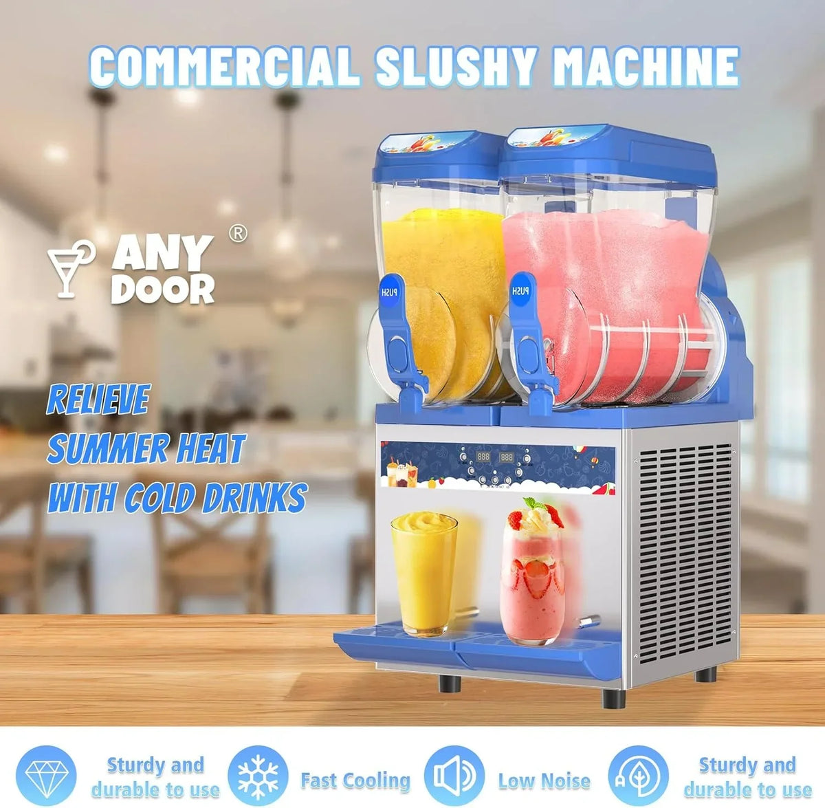 Commercial Slushy Machine - 1000W 30L Tanks Slush Maker Machine 304 Stainless Steel Commercial Margarita Machines Efficient Cooling the Ideal Slushie Maker for Bars Cafes Restaurants