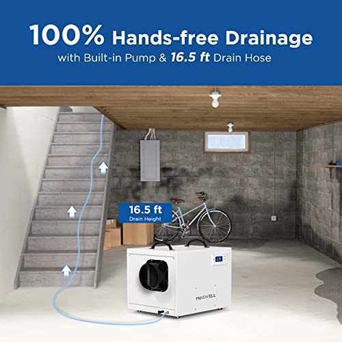 Moiswell 212 Pints Commercial Crawl Space Dehumidifier with Pump and Drain Hose