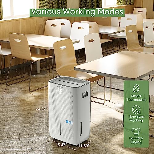 Waykar 150 Pints 7,000 Sq. Ft Energy Star Dehumidifier with Drain Hose & 2.04 Gal Water Tank
