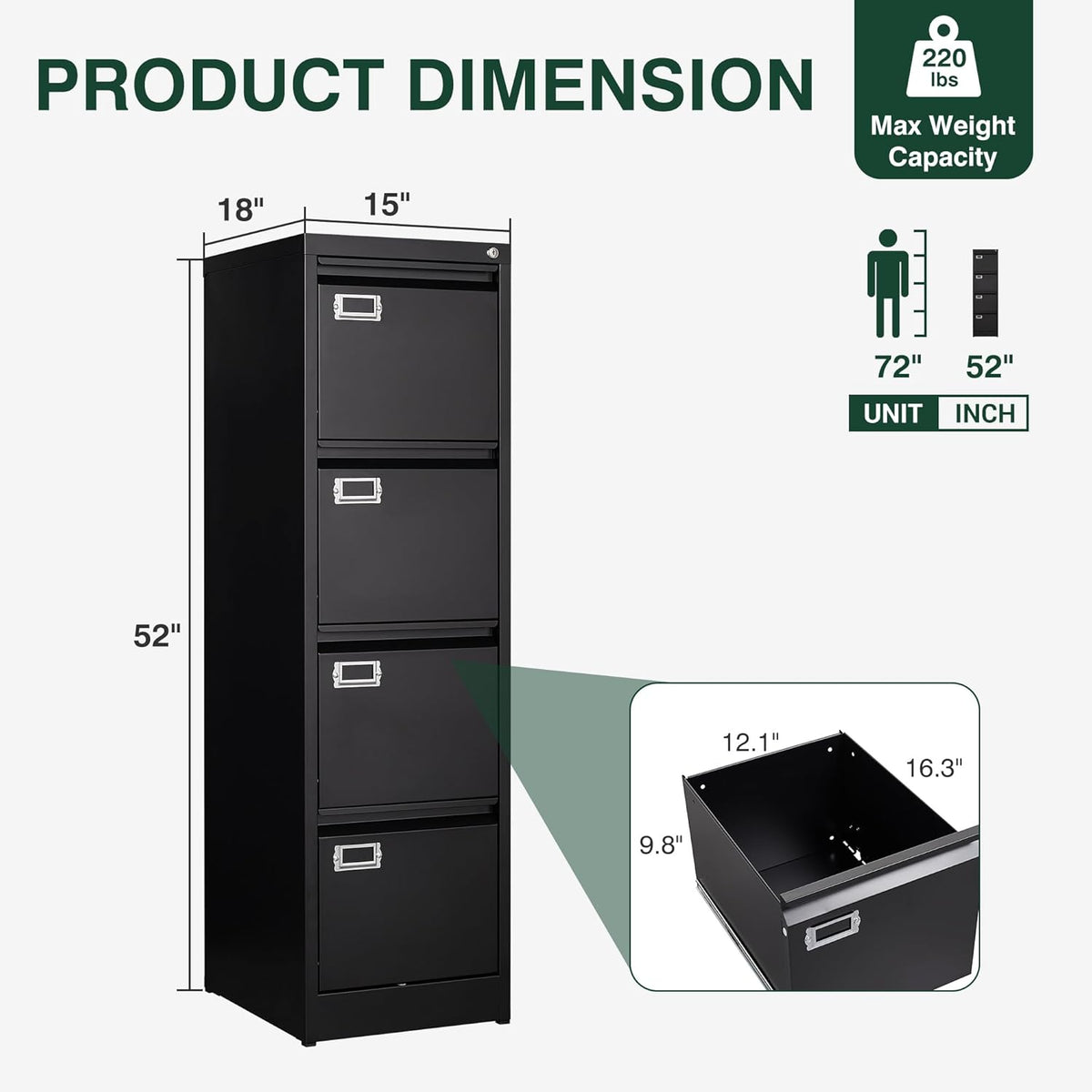 4 Drawer File Cabinet with Lock, Metal Filing Cabinets, Vertical Small Filing Cabinet Steel Lockable Storage Cabinets for Home Office to Organization Hanging Letter/Legal/F4/A4