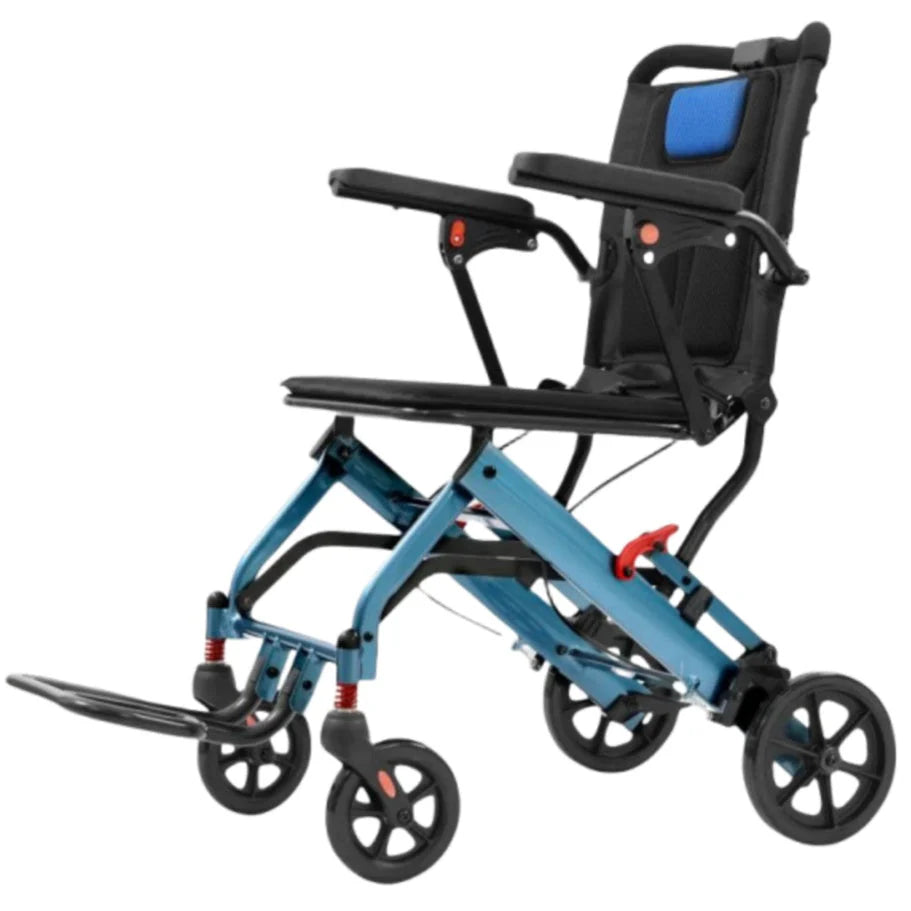 Ultra-Light Portable Folding Wheelchair, Travel-Friendly with Handbrake, 220 lbs Capacity, Ideal for Elderly & Children, 34.2×32.6 Unfolded Dimensions