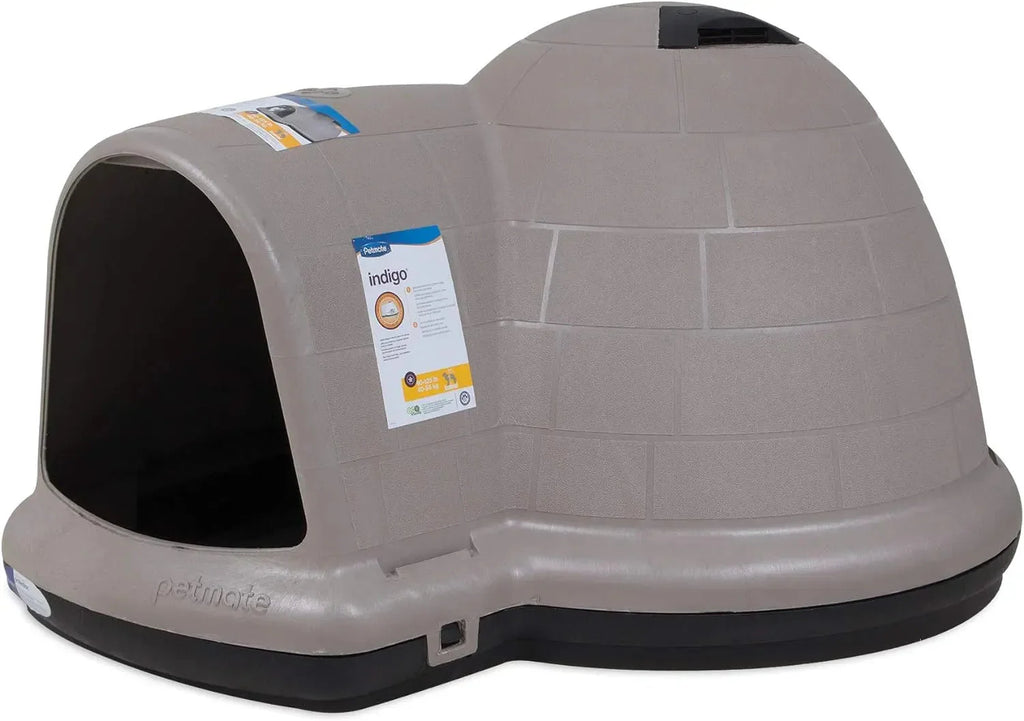 Petmate Indigo Dog House (Igloo Dog House, Made in USA with 90% Recycled Materials, All-Weather Protection Pet Shelter) for XL Dogs -90 to 125 pounds, Made in USA