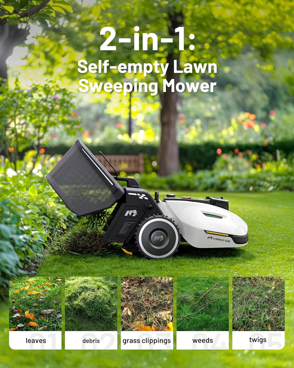 YUKA Mini 500H Robot Lawn Mower Reception 0.12 Acre, Max. 0.17 Acre, Ultrasense AI Vision+ RTK Positioning, Auto Mapping, App Control,45% Slope, Cutting Height 2''~3.5'', 3 Mowing Zones