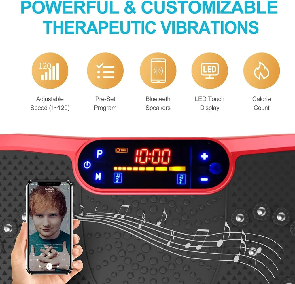 Vibration Plate Fitness Platform Exercise Machine Vibrating Lymphatic Drainage Shaking Full Body Shaker Workout Vibrate Stand Shake Board Sport Gym for Weight Loss Fat Burner for Women Men