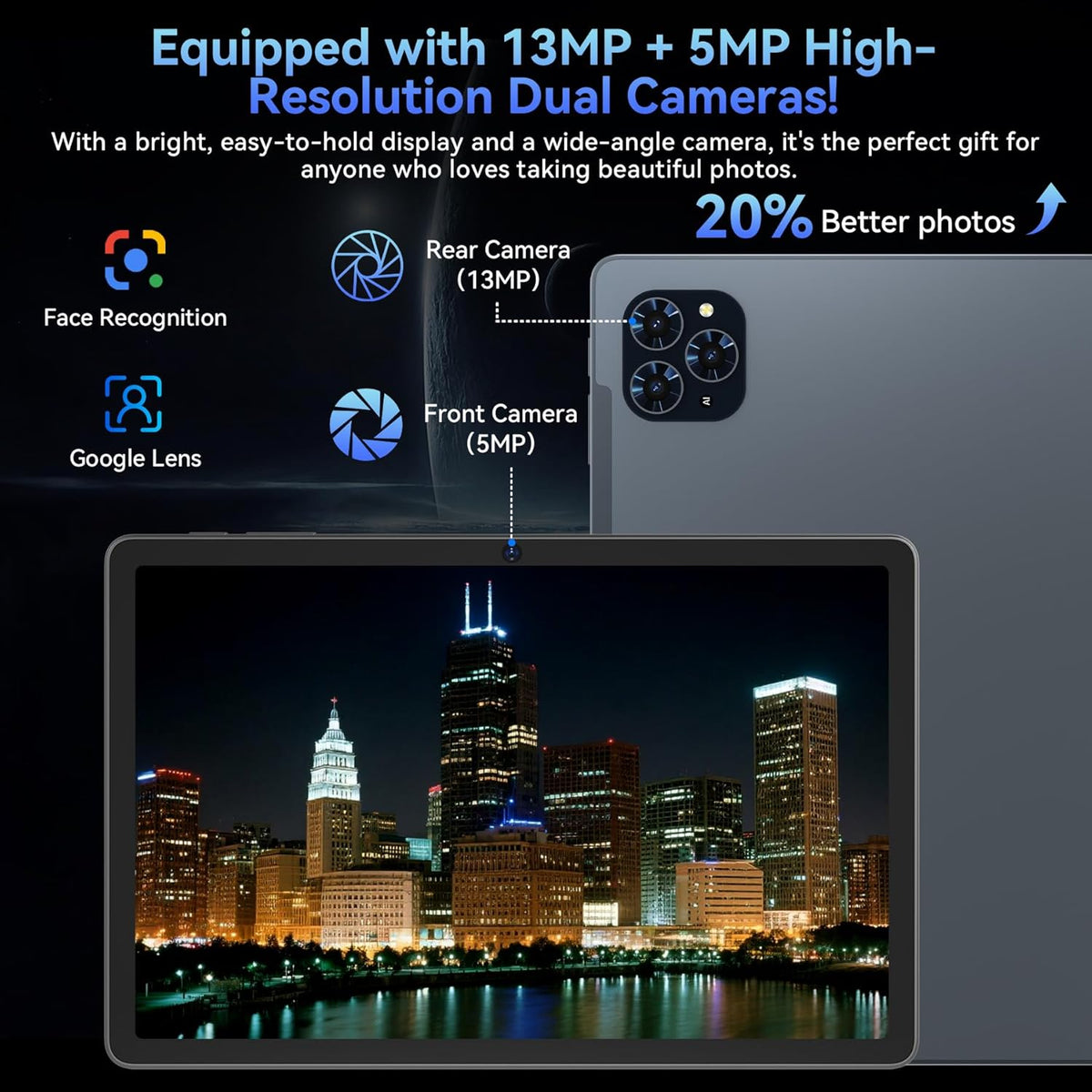 Tablet 2026 World's First Android 16 Tablet with Gemini AI, 11 Inch FHD Display, 24GB RAM 128GB ROM /2TB TF, T7250 CPU+13MP Camera, 8000mAh, Widevine L1, 2 in 1 Tablets with Keyboard Mouse Stylus