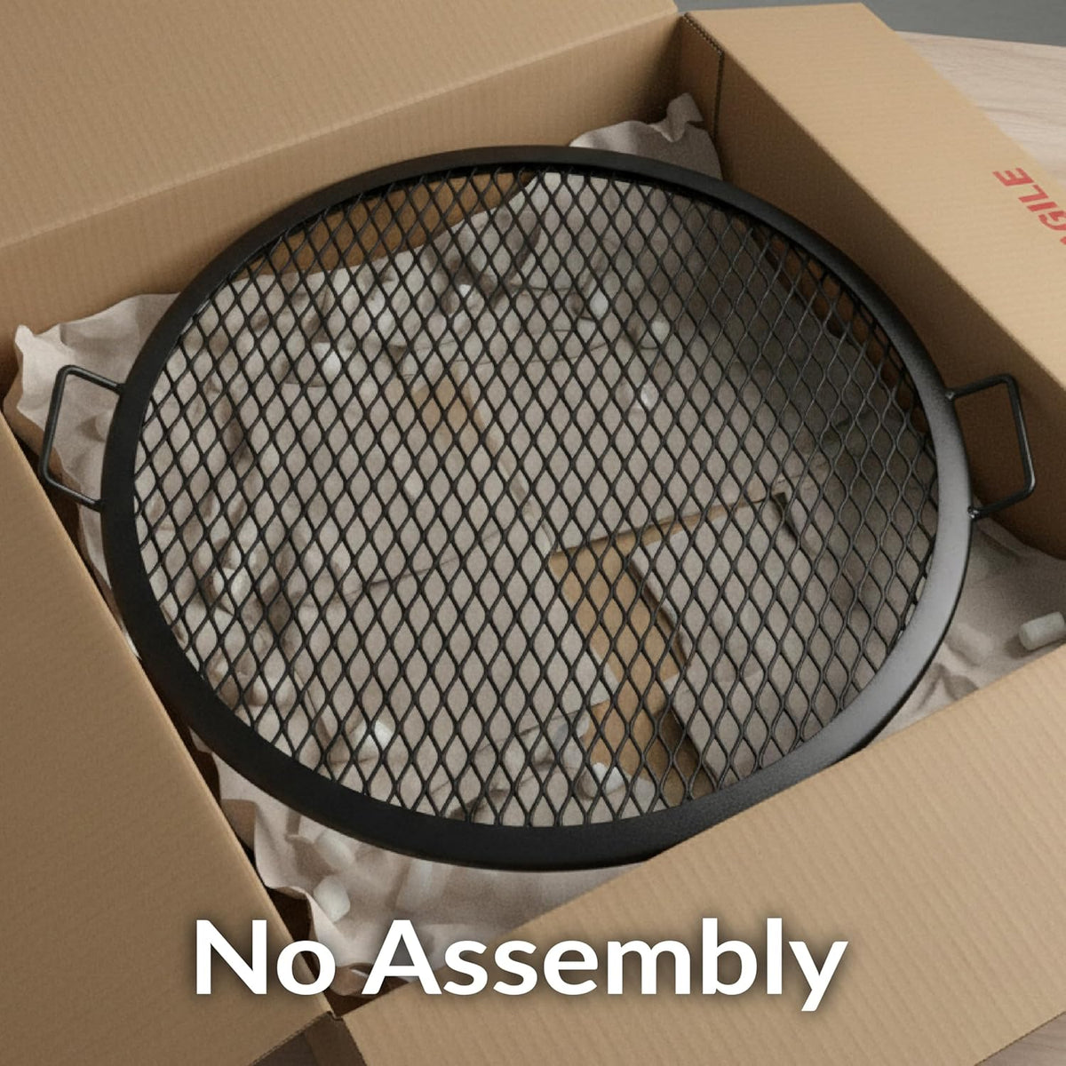 Sunnydaze X-Marks Outdoor Fire Pit Grill Grate for Cooking - Round Fire Pit Grate - Steel Campfire BBQ Grill with Handles - 37.5-Inch