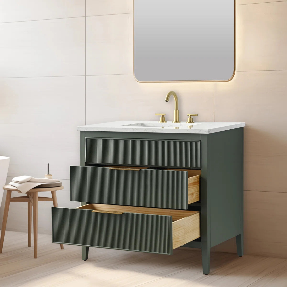Bilroy 36'' Single Bathroom Vanity with Engineered Stone Top