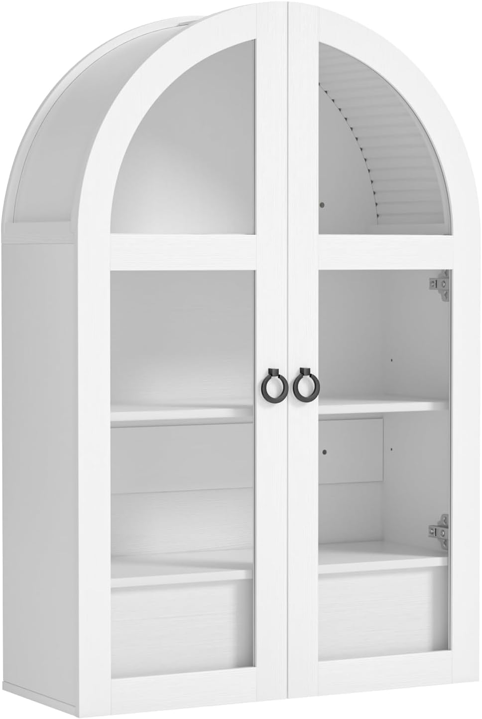 Medicine Cabinet with Tempered Glass Door, Arched Bathroom Wall Cabinet with Adjustable Shelf, for Kitchen, Living Room, Entryway, Laundry Room, Apartment, Office, Small Space, White