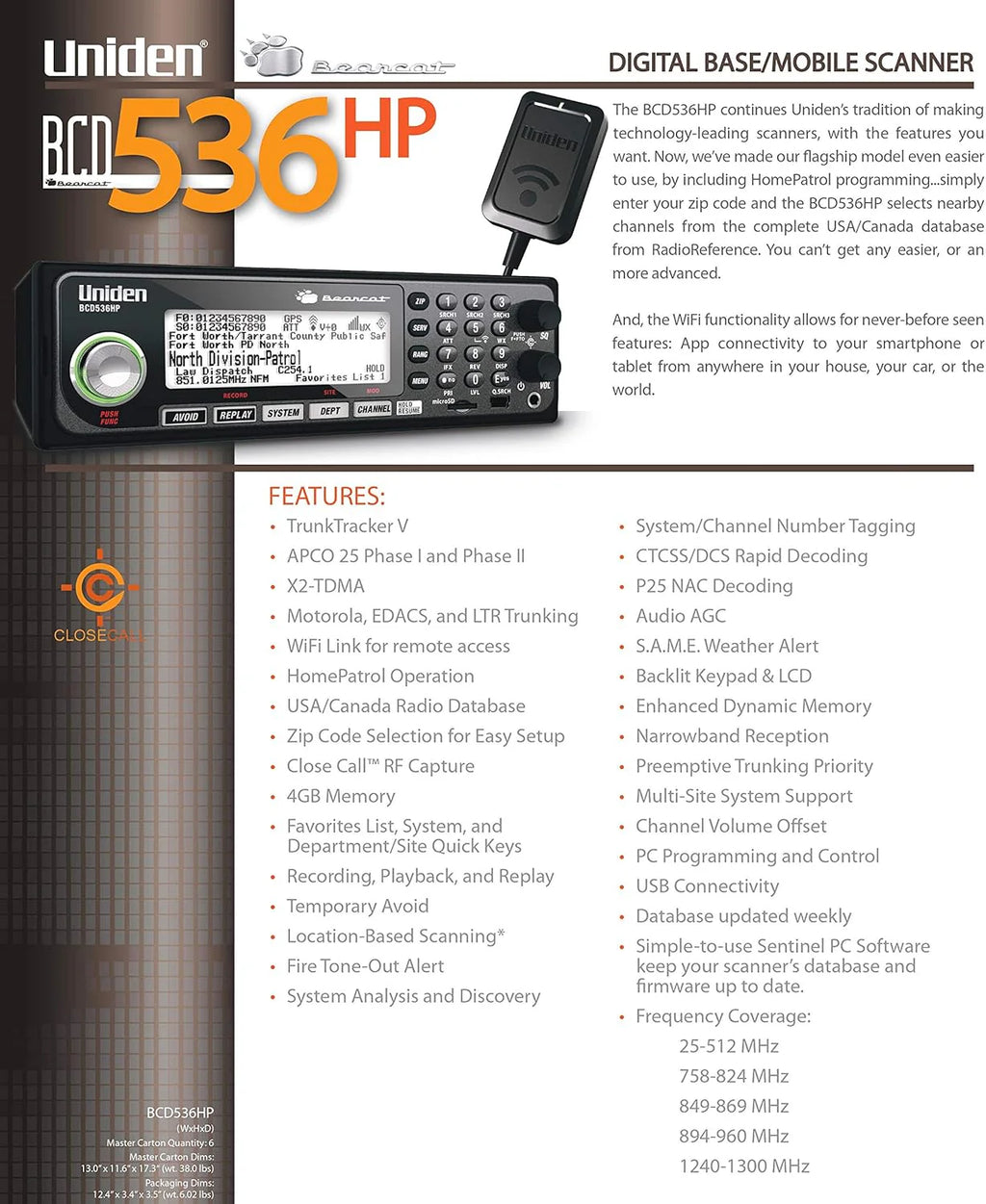Uniden BCD436HP HomePatrol Digital Handheld Scanner with GPS & Weather Alerts