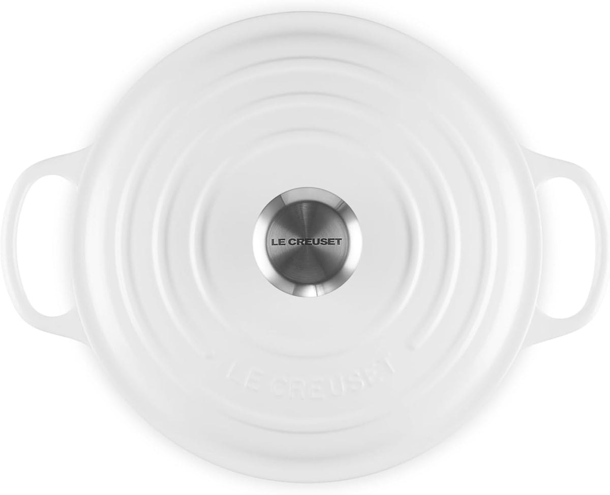 Le Creuset Enameled Cast Iron Signature Round Wide Dutch Oven, 3.5 qt., White