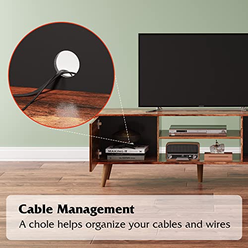 WLIVE TV Stand for 55 60 inch TV, Mid Century Modern TV Console, Entertainment Center