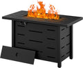Walsunny 43 inch Outdoor Propane Fire Pit 50,000 BTU Gas Fire Pit Table with Lid, Waterproof Cover, Rectangle Gas Firepit Table for Garden/Patio, CSA Certification
