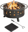 Fire Pit - 32-Inch Outdoor Wood Burning Firepit with Screen, Poker, and Cover - Outdoor Fire Pits for Backyard, Deck, or Patio by Pure Garden (Black)