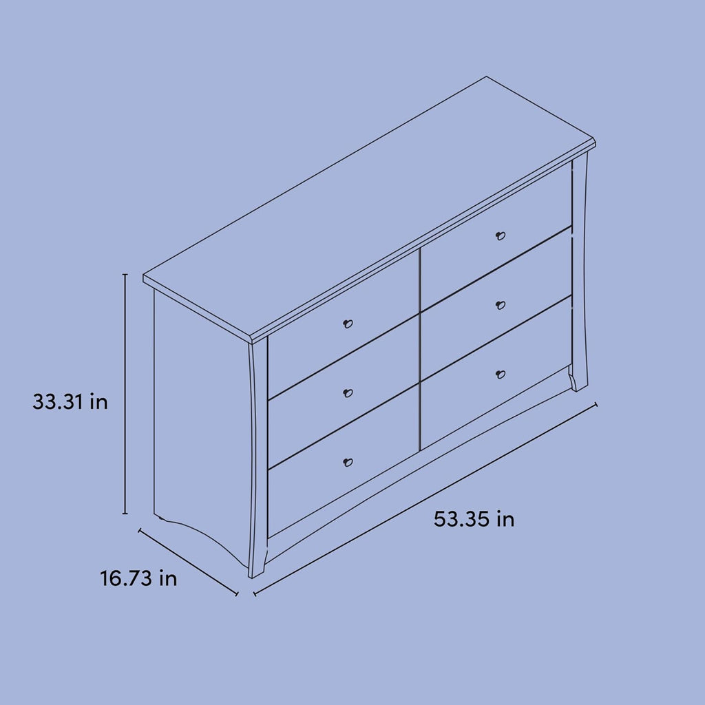 Storkcraft Crescent 6-Drawer Dresser (Pebble Gray) – GREENGUARD Gold Certified, Gray Dresser for Bedroom, Kids & Nursery Storage Chest, Safety Interlocking Drawers, Pre-Installed Tracks, Kids Chest
