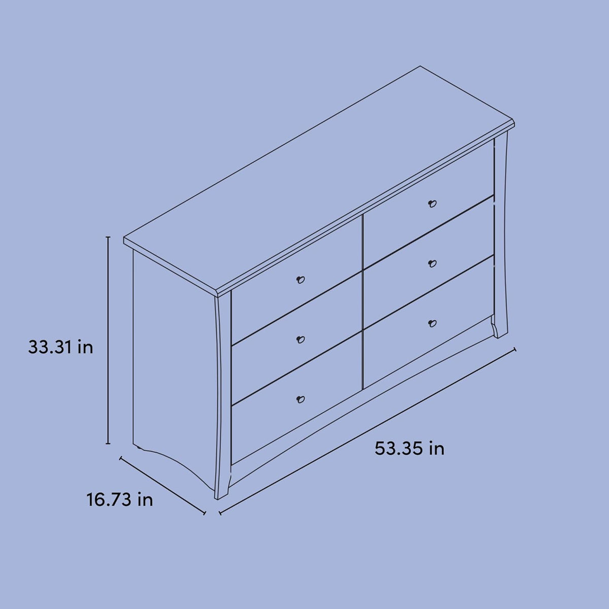 Storkcraft Crescent 6-Drawer Dresser (Pebble Gray) – GREENGUARD Gold Certified, Gray Dresser for Bedroom, Kids & Nursery Storage Chest, Safety Interlocking Drawers, Pre-Installed Tracks, Kids Chest