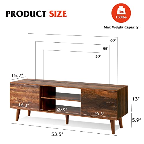 WLIVE TV Stand for 55 60 inch TV, Mid Century Modern TV Console, Entertainment Center