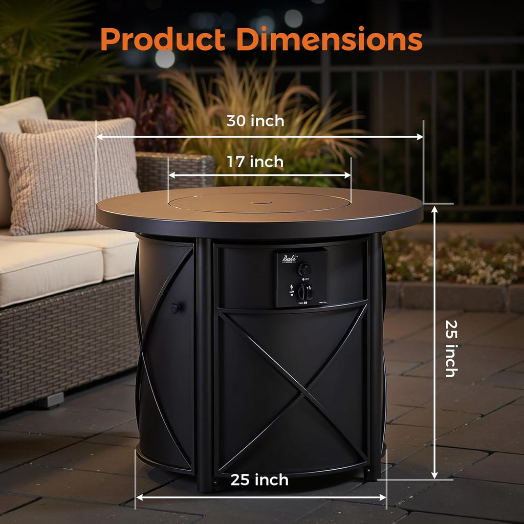 BALI OUTDOORS 50000 BTU Propane Fire Pit for Outdoor, 30 in Fire Pit Table Outdoor, Round Firepits for Outside Backyard, Patio