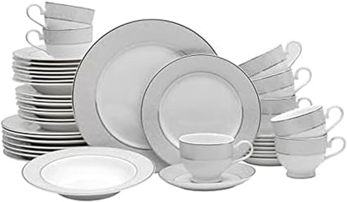 Mikasa Parchment 40-Piece Dinnerware Set, Service for 8, Durable Porcelain Plates, Bowls, and Mugs with Contemporary Design, Dishwasher Safe