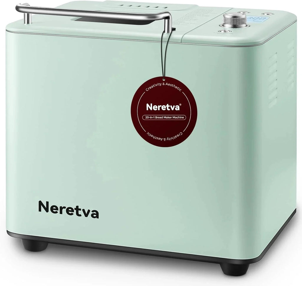 Neretva Bread Maker, 20-in-1 2LB Bread Maker Dual Heater Bread Maker Automatic with Non-Stick Ceramic Pan
