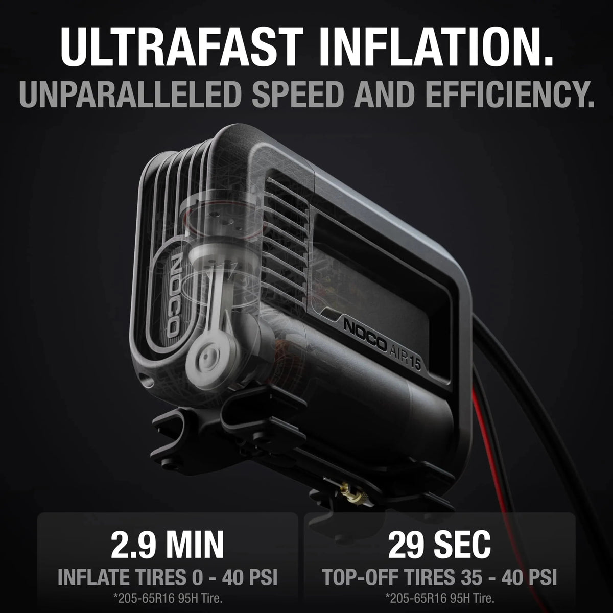 UltraFast 15A Tire Inflator, 12V Portable Air Compressor Pump, Rated at 80 PSI, Inflates Tires from 0-40 PSI in 2.9 Minutes with a Digital Gauge, Smart Pressure and Auto-Shutoff
