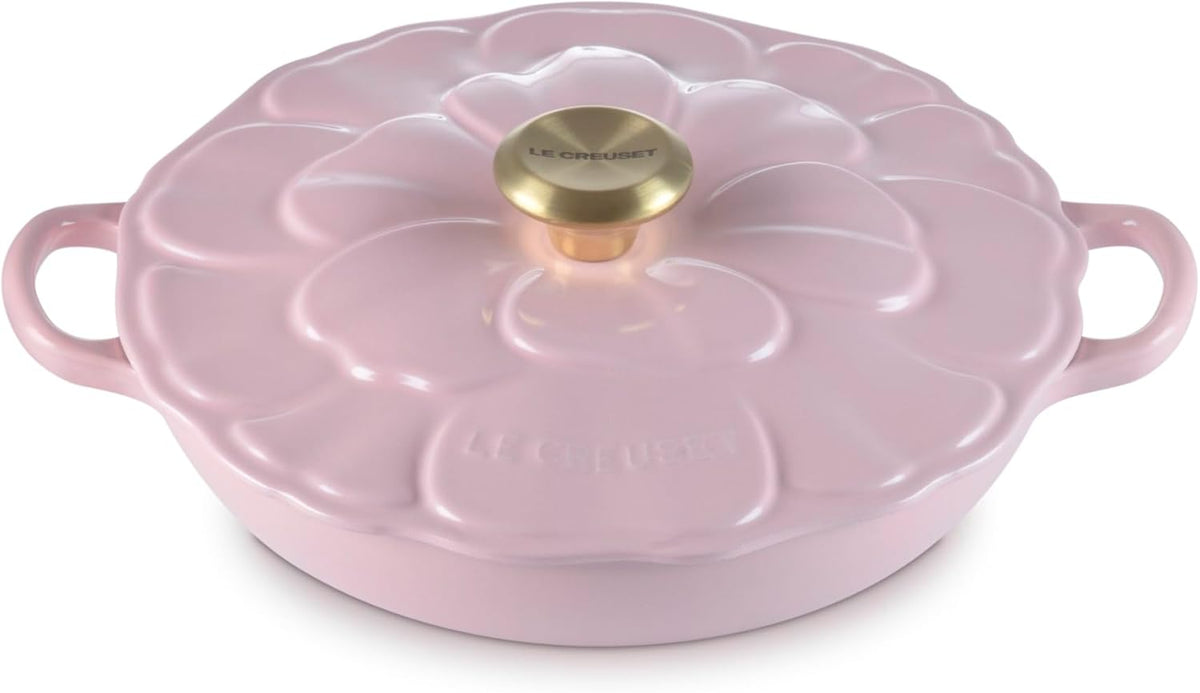 Le Creuset Enameled Cast Iron Signature Petal Braiser, 2.25 qt., Chiffon Pink w/Light Gold Knob