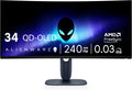 Alienware 34 240Hz QD-OLED Curved Gaming Monitor - AW3425DW - 34.2-inch WQHD (3440 x 1440) 0.03ms Display, 1800R Curve, AMD FreeSync Premium Pro, VESA AdaptiveSync, DisplayHDR TrueBlack 400